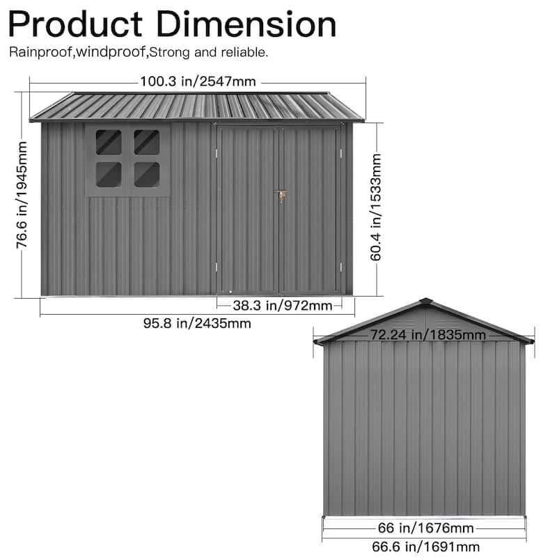Metal Garden Sheds 6ftx8ft Outdoor Storage Sheds with Window