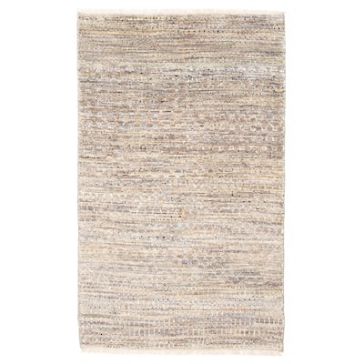 ECARPETGALLERY Hand-knotted Silk Shadow Grey Viscose, Wool Rug - 3'0 x 5'0