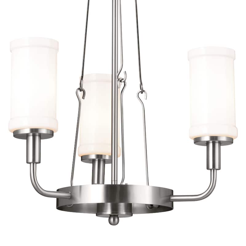 Kichler Lighting Vetivene 19 inch 3-Light Chandelier Classic Pewter with Opal Glass