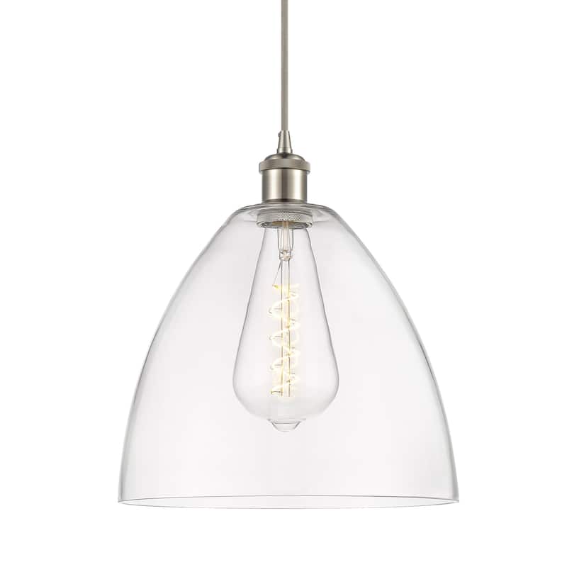 Innovations Lighting 516-1P-15-12 Bristol Pendant Bristol Glass 12" - Brushed Satin Nickel / Clear