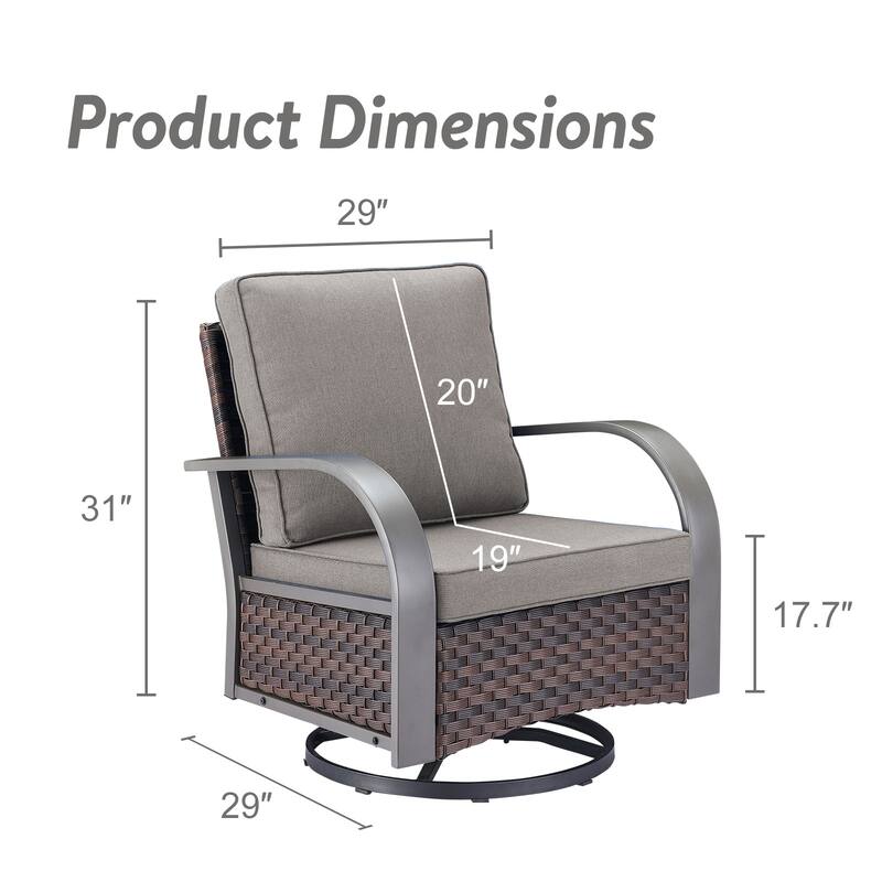 Gymojoy Industrial Style Outdoor Wicker Swivel Glider Chairs Set of 2