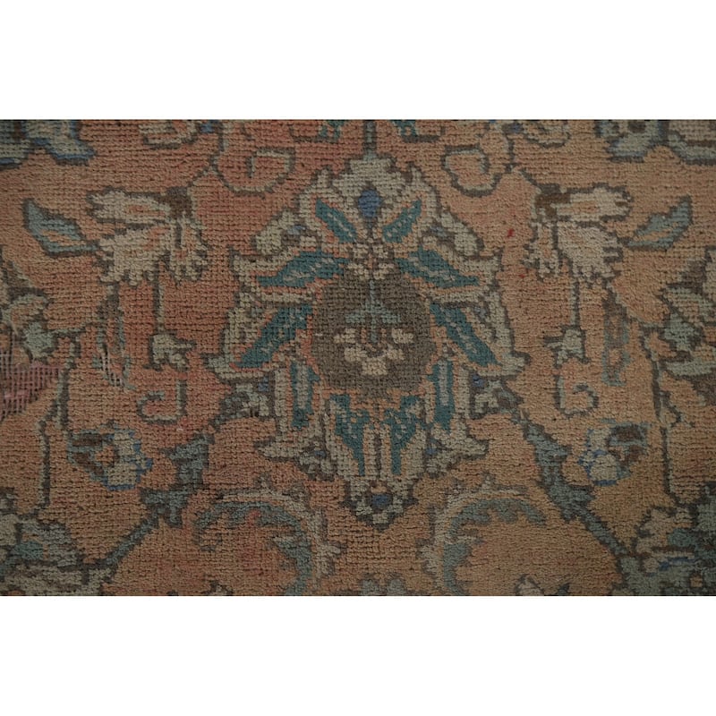 Hand Knotted Oriental 100% Wool Carpet Traditional All-Over Coral Tabriz Area Rug - 12' 4'' X 9' 1''