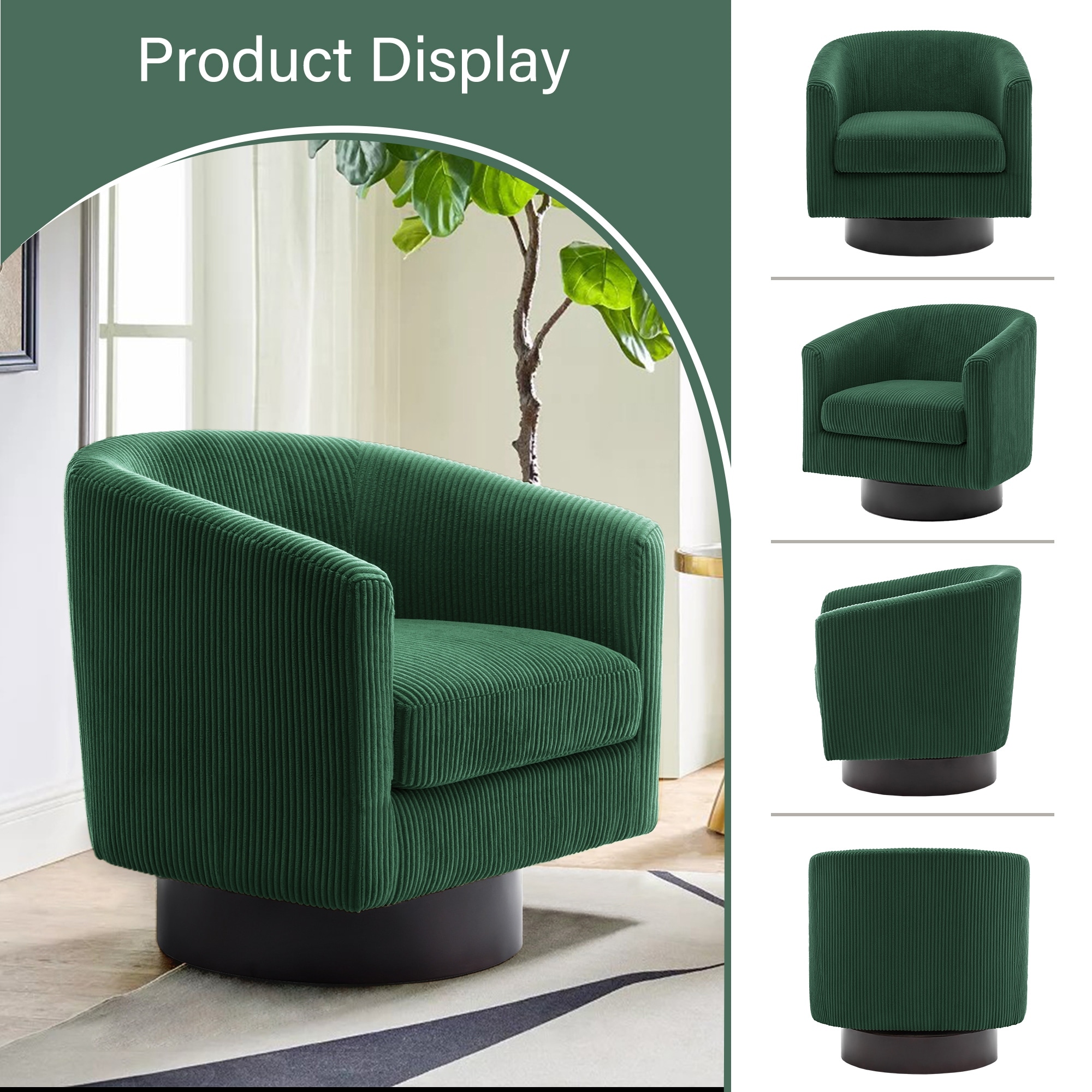 Corduroy Upholstered Swivel Barrel Chair - On Sale - Overstock