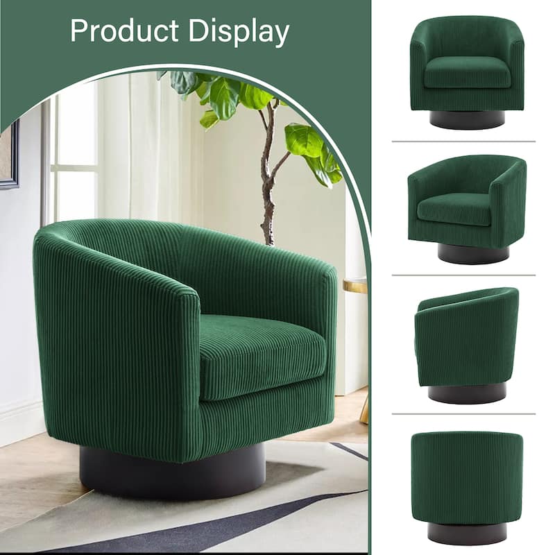 Corduroy Upholstered Swivel Barrel Chair