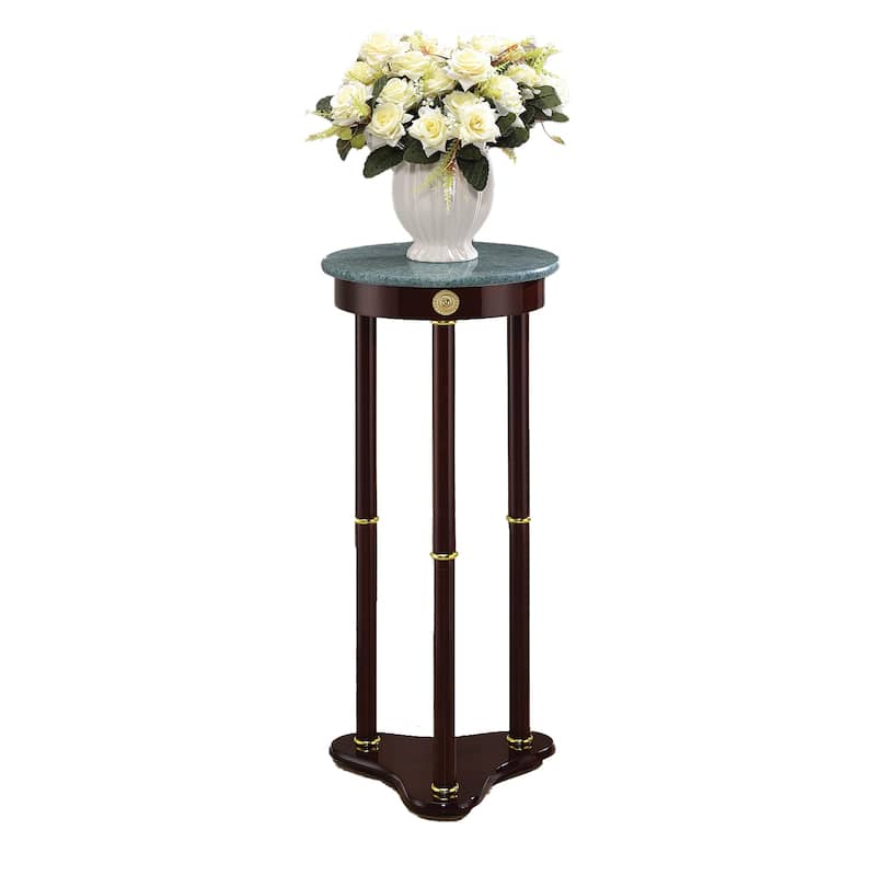Round Marble Top Accent Table, Merlot - Merlot - Wood