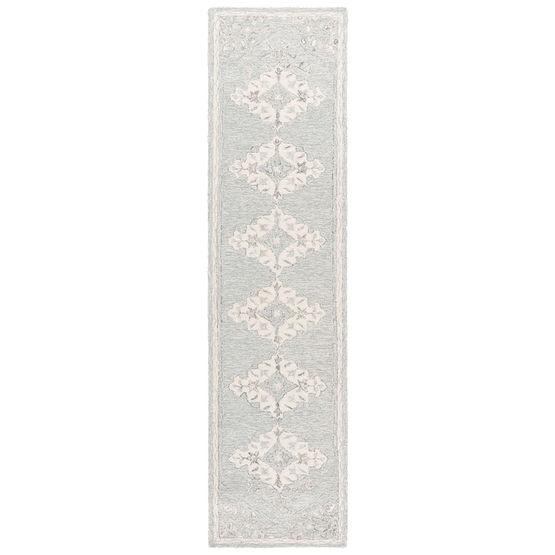 SAFAVIEH Hand-Tufted Metro Vassilija Wool Rug - Grey/Ivory - 2'3" x 9' Runner