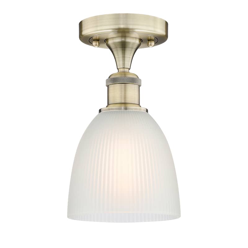 Innovations Lighting Edison Castile - 1 Light 6" Semi-Flush Mount - Antique Brass/White