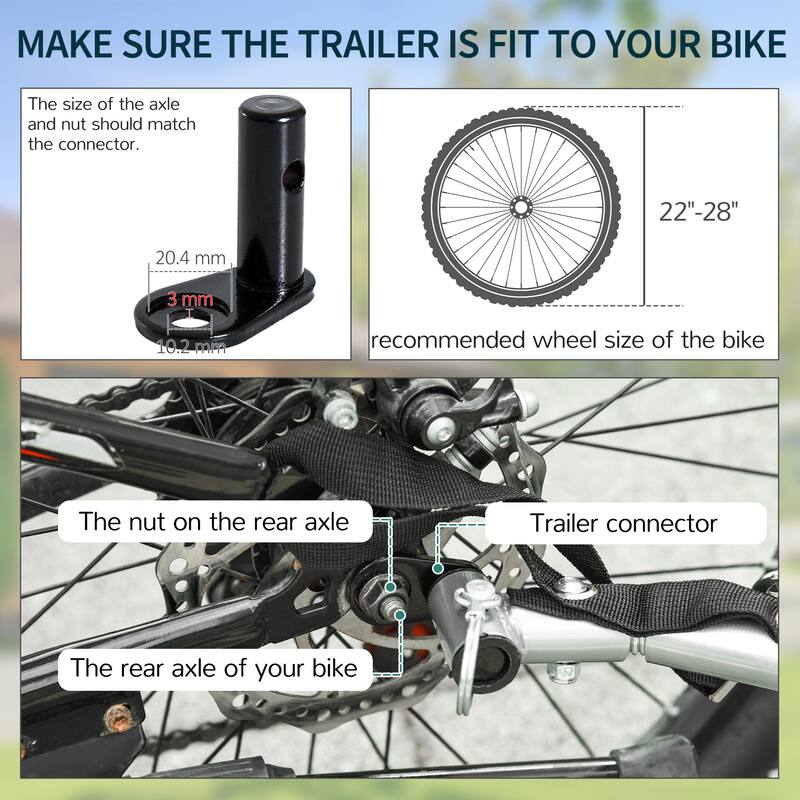 Aosom Bike Cargo Trailer with Removable Cover, Outdoor Hitch Wagon Bicycle Trailer with Two 20in Wheels, Red