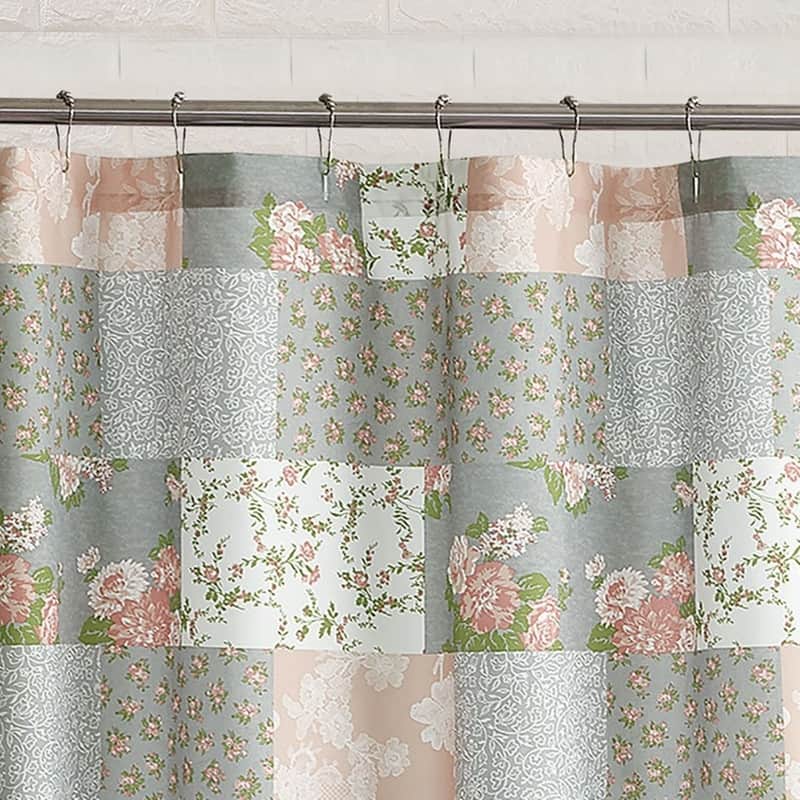 La Flor Patchwork Printed Fabric Shower Curtain
