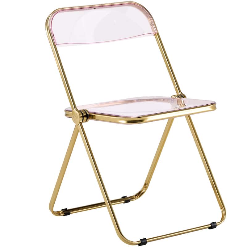 Lawrence Set of 4 Modern Foldable Transparent Acrylic Gold Chrome Folding Chair for Multipurpose Spaces - 30"