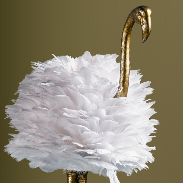Pearl gold flamingo table lamp with feathered shade new arrivals