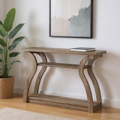 HomeRoots 47" Taupe Floor Shelf Console Table With Storage - 47.25 in. x 32.00 in. x 11.50 in.
