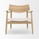 preview thumbnail 1 of 4, Haggen Light Brown Oak Wood w/ Cream Fabric Accent Chair - 27.6L x 26.8W x 28.4H