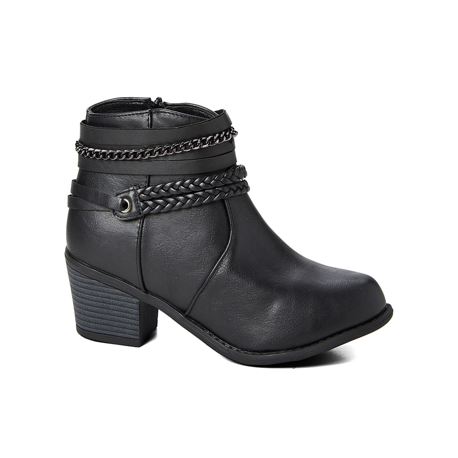 black chain ankle boots