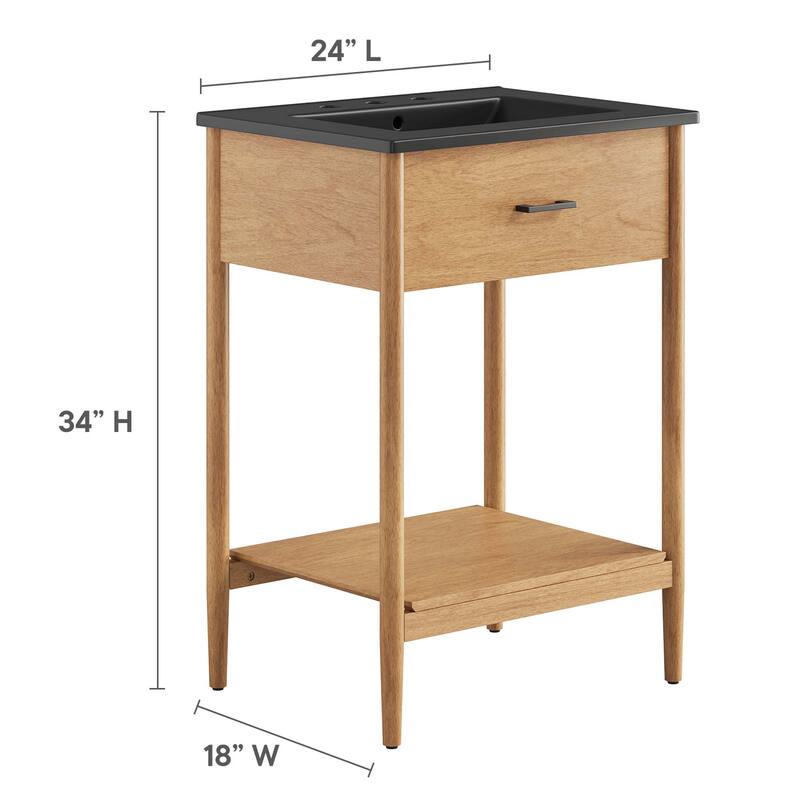 Zaire 18"/24"/30"/36"/48" Bathroom Vanity with Black Sink Top