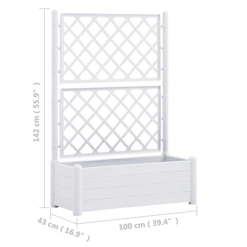 vidaXL Garden Raised Bed with Trellis, White, 39.4x16.9x55.9 Inches - 39.4"x16.9"x55.9"
