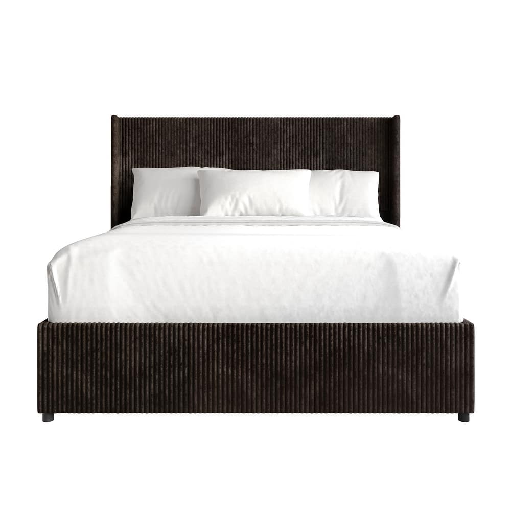 CraftPorch Luxury Wingback Platform Lift Up Storage Bed