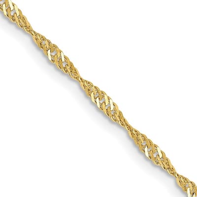 Curata 10k Yellow Gold 1.7mm Solid Singapore Chain Necklace (Lobster) Options: 16 18 20 24 30