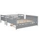 preview thumbnail 10 of 13, Grey Twin Over Full Bunk Bed with Safety Guardrail & Ladder, Wooden Bunk Bed Frame w/ Trundle, Convertible to 2 Separated Beds