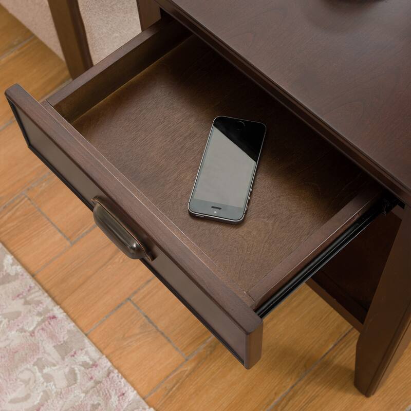 Leick Home 10507 Laurent One Drawer End Table with Shelf, Chocolate Cherry