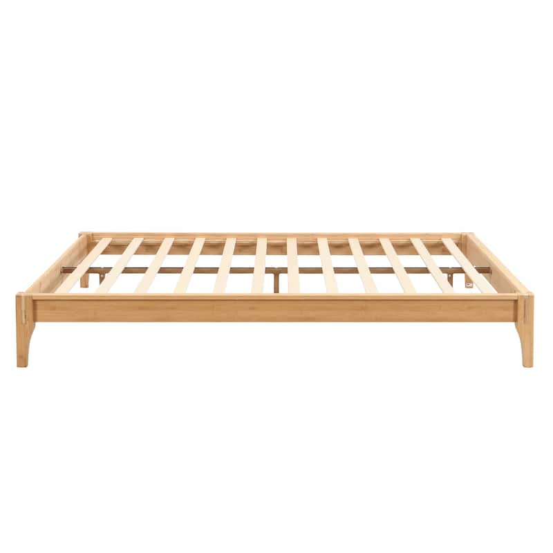 12 Inch Solid Dry Bamboo Wood Platform Bed Frame, with Wood Slat Support