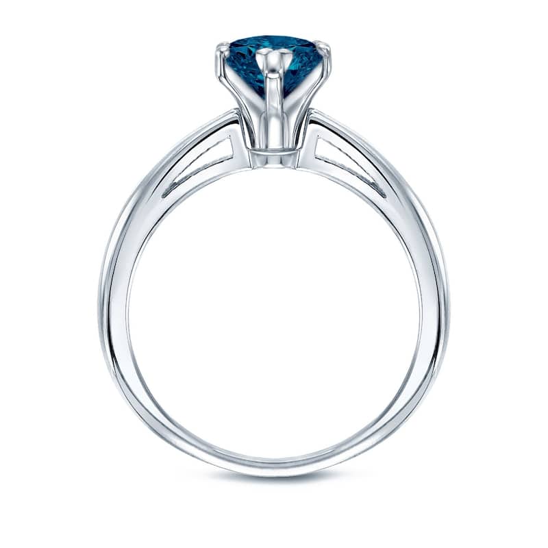Auriya 14k Gold 1.05ctw Heart Shape Blue Diamond Solitaire Engagement Ring