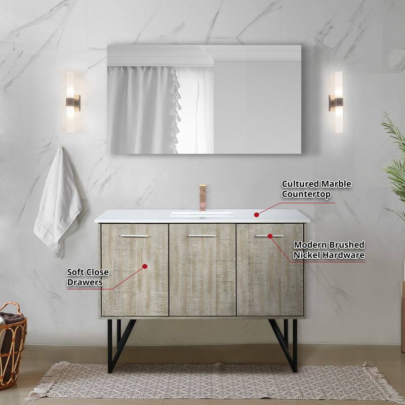 Lancy Bath Vanity with Cultured Marble Top, Sink, Mirror and Faucet