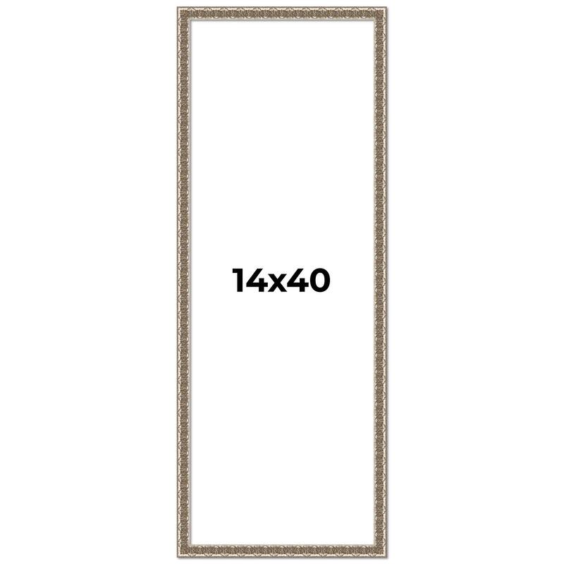 14x40 Frame Silver Versailles Ornate Solid Wood Picture Frame | 1 Inch