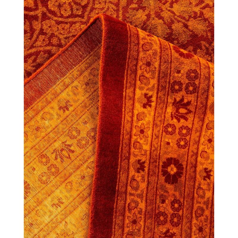Overton Handknotted Wool Vintage Inspired Contemporary Overdyed Orange Area Rug - 18' 1" x 12' 4"