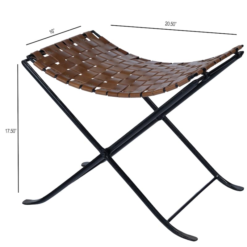 Butler Karma Brown Woven Leather Stool