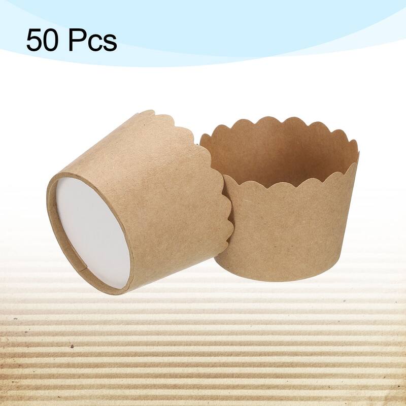 50Pcs Paper Baking Cups Brown Kraft Paper Muffins Liner Cupcake