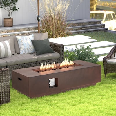 AVAWING 56" Patio Propane Fire Pit Table 50,000 BTU Rectangle Concrete Fire Pit Table