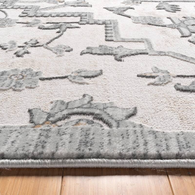 Gertmenian Quattro Cyrus Gray Polypropylene Traditional Area Rug