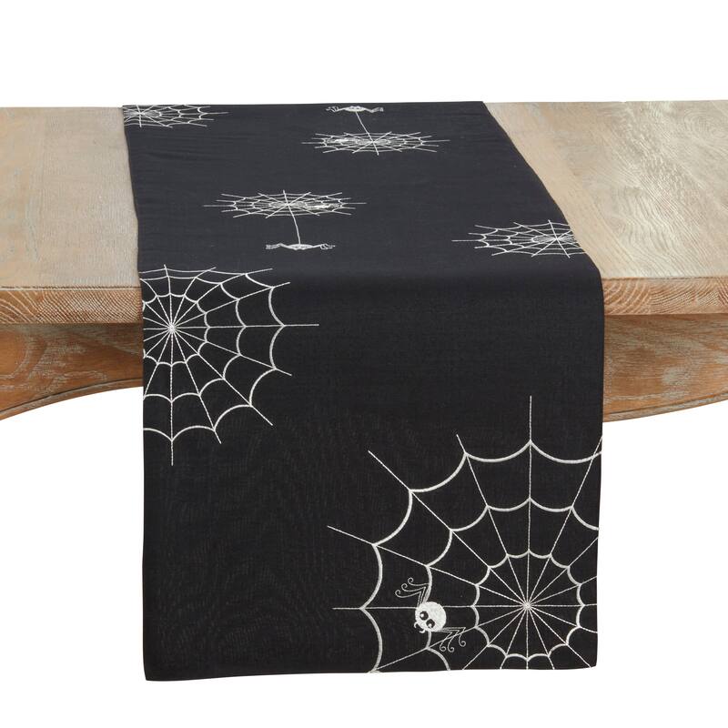 Spiderweb Table Runner - 16"x70" - Black - 16"x70"