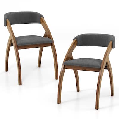 Gymax Dining Chair Set of 2 w/ Padded Cushion Curved Back Arched