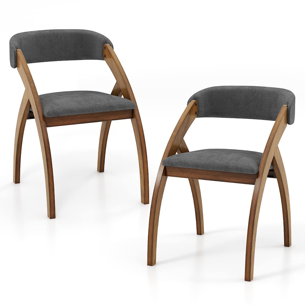 Gymax Dining Chair Set of 2 w/ Padded Cushion Curved Back Arched