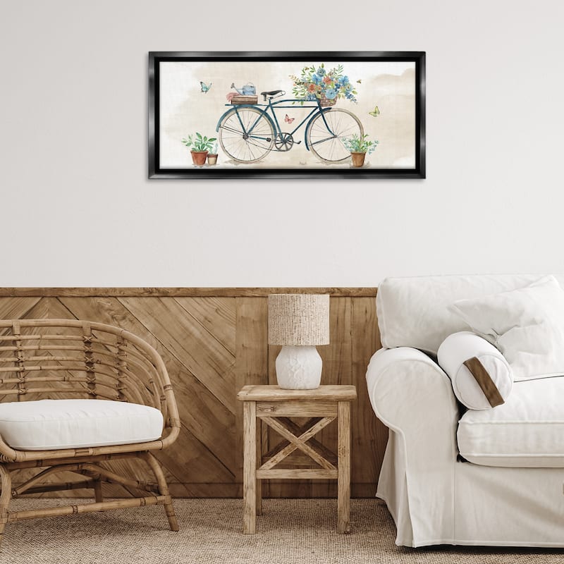 Stupell Garden Bicycle & Florals Framed Floater Canvas Wall Art Design By Nan