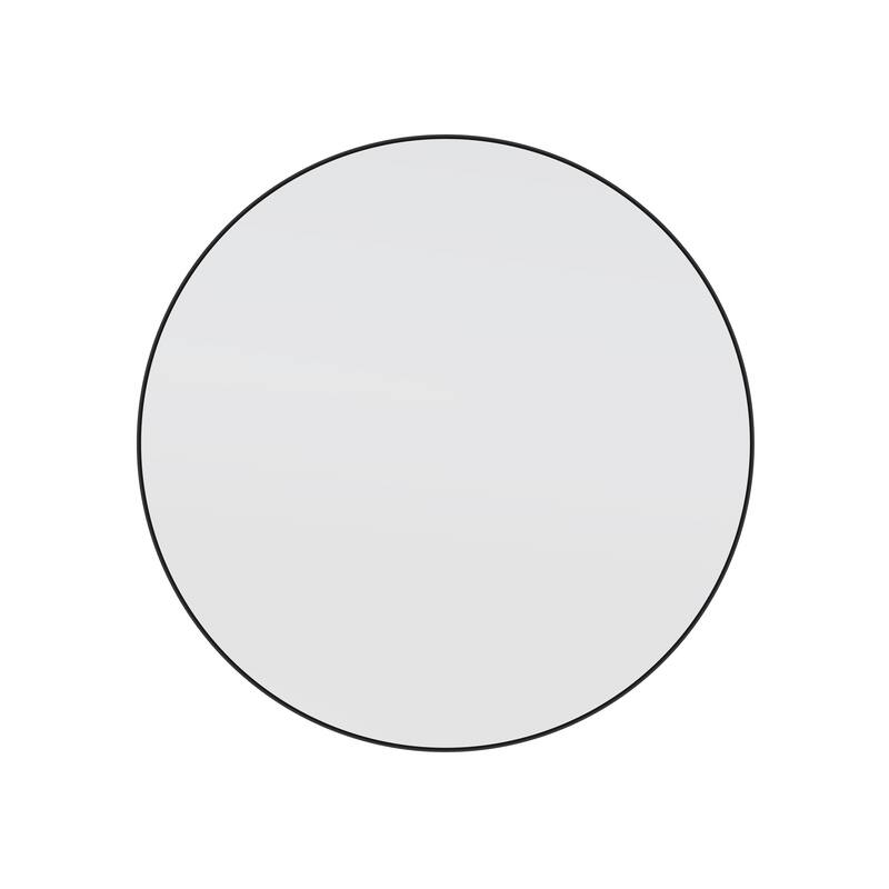 Glass Warehouse Round 28" Stainless Steel Framed Mirror - Black