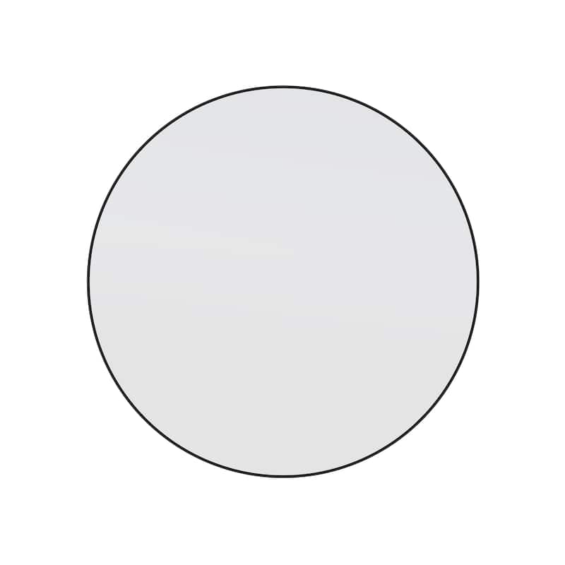 Glass Warehouse Round 36" Stainless Steel Framed Mirror - Black