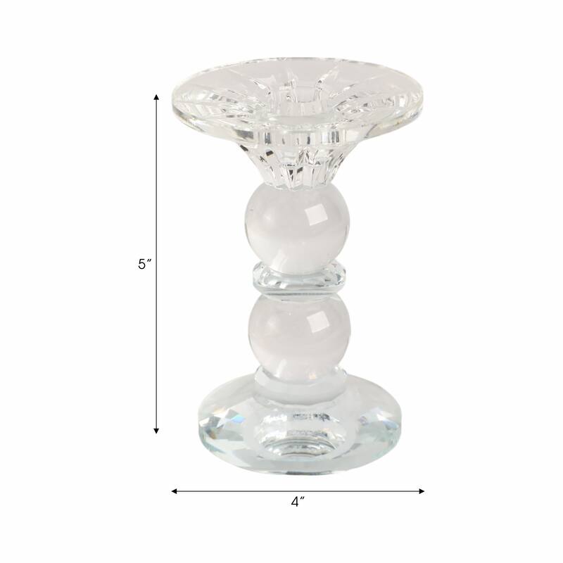 Glass Crystal Pillar and Taper Candle Holder Modern Glam Design