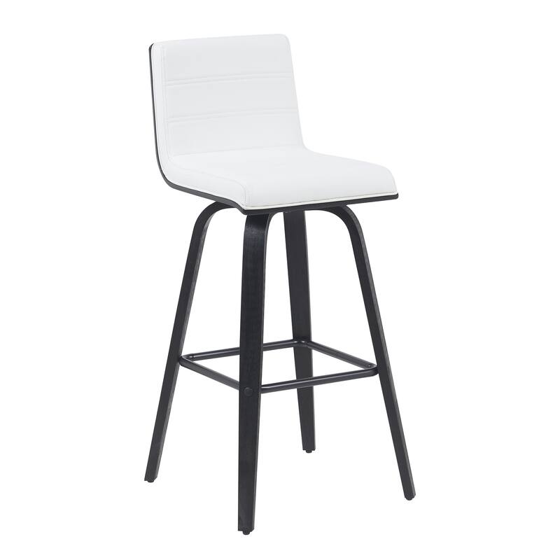 Skara Swivel Bar Stool, Upholstered Bar Height Chair with Bentwood Frame