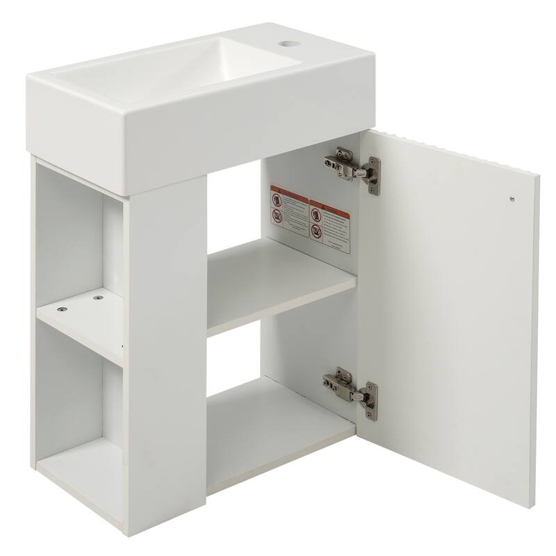 18.5 inch Modern Floating Bathroom Vanity with Resin Basin - Perfect for Small Bathrooms, Left side storage