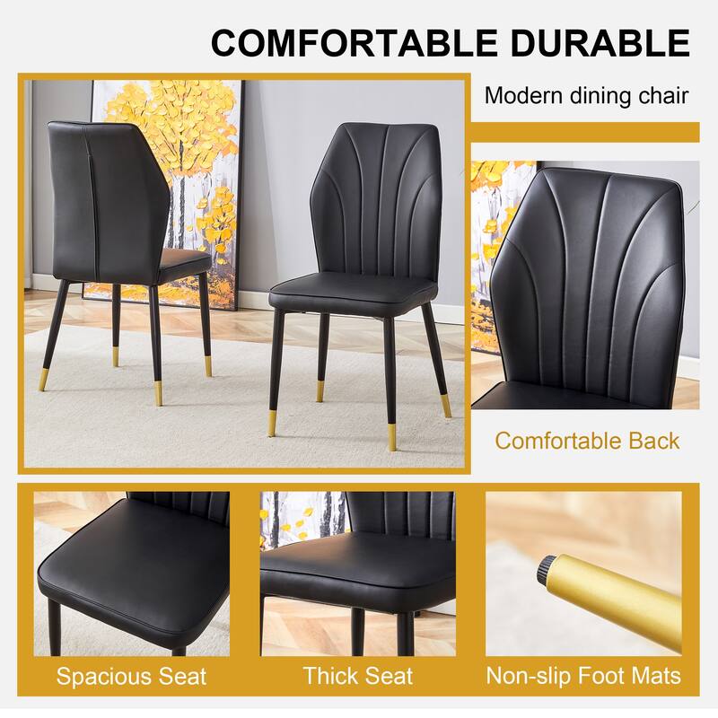 Modern 5-Piece Dining Set with Rectangular Table & Widened Backrest Chairs