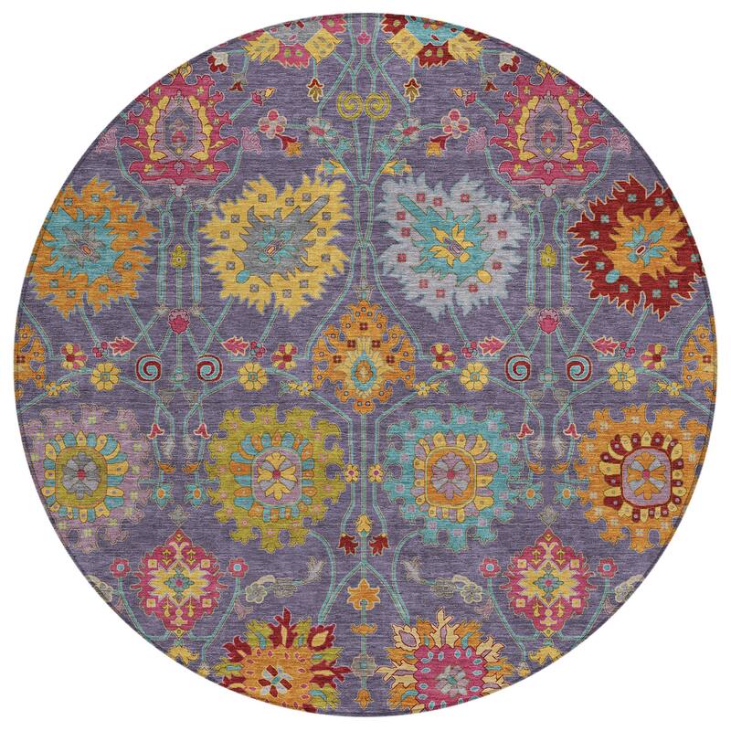 Machine Washable Indoor/ Outdoor Traditional Kashan Chantille Rug