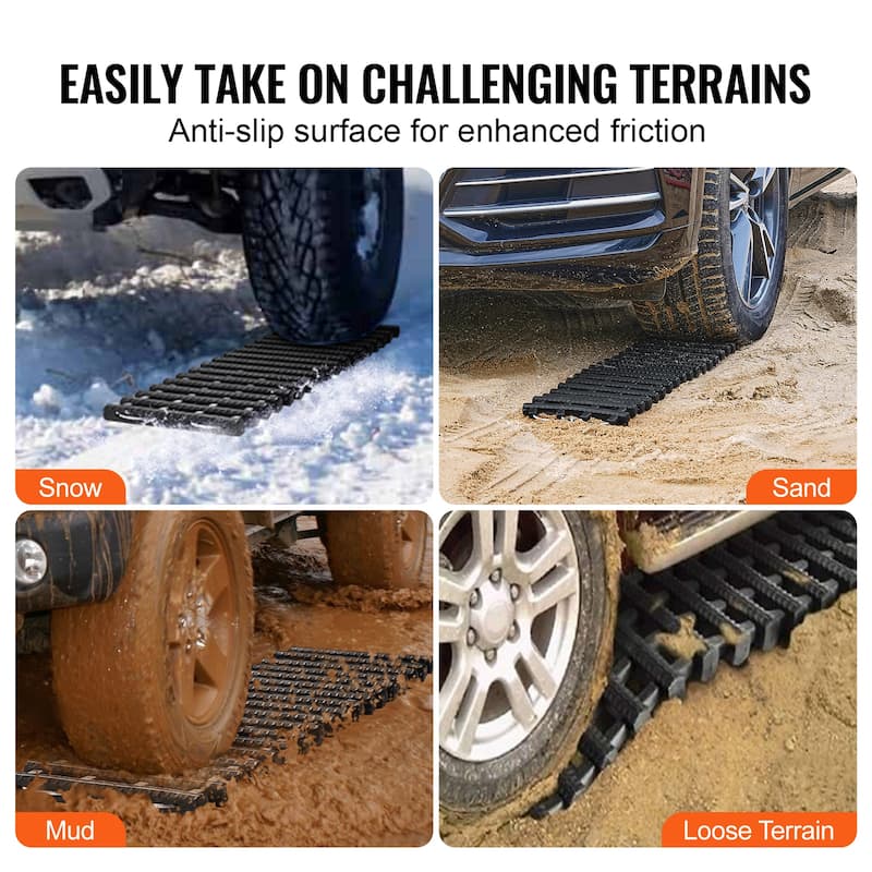 Traction Boards with PP Material, Recovery Boards for Off-road Vehicles/Cars/Pickups/SUVs/RVs, Pair Tire Traction Mats on Snow