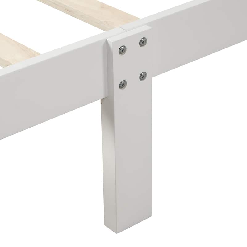 Classic Sleigh Bed Twin Size Platform Bed with Hollow Design Headboard and Footboard, Solid Wood Frame with Slat Support