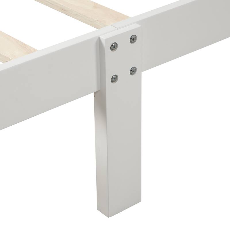 Twin Wood Platform Bed Frame with Headboard & Footboard, White/Espresso/Oak, No Box Spring Needed