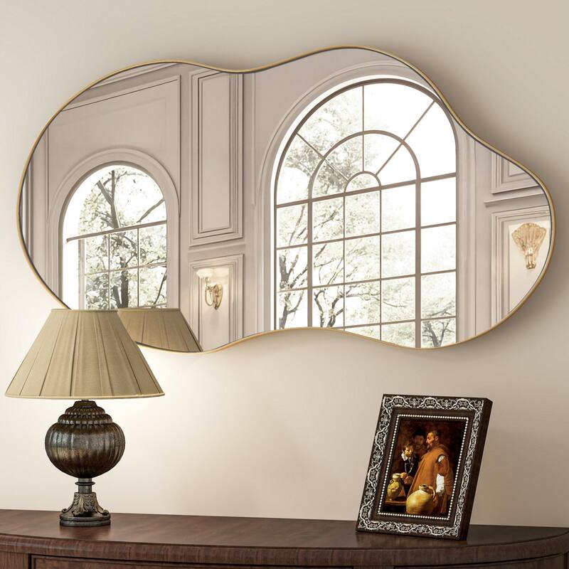 Asymmetrical Wavy Antique Accent Wall Mirror