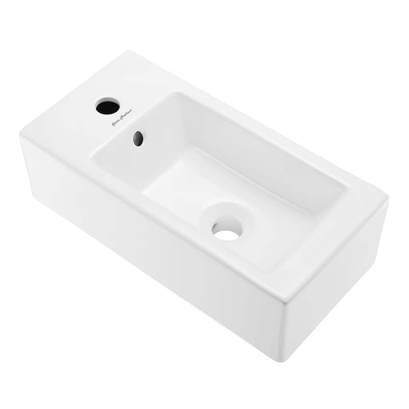 Voltaire Rectangular Ceramic Wall Hung Sink With Left Side Faucet Mount
