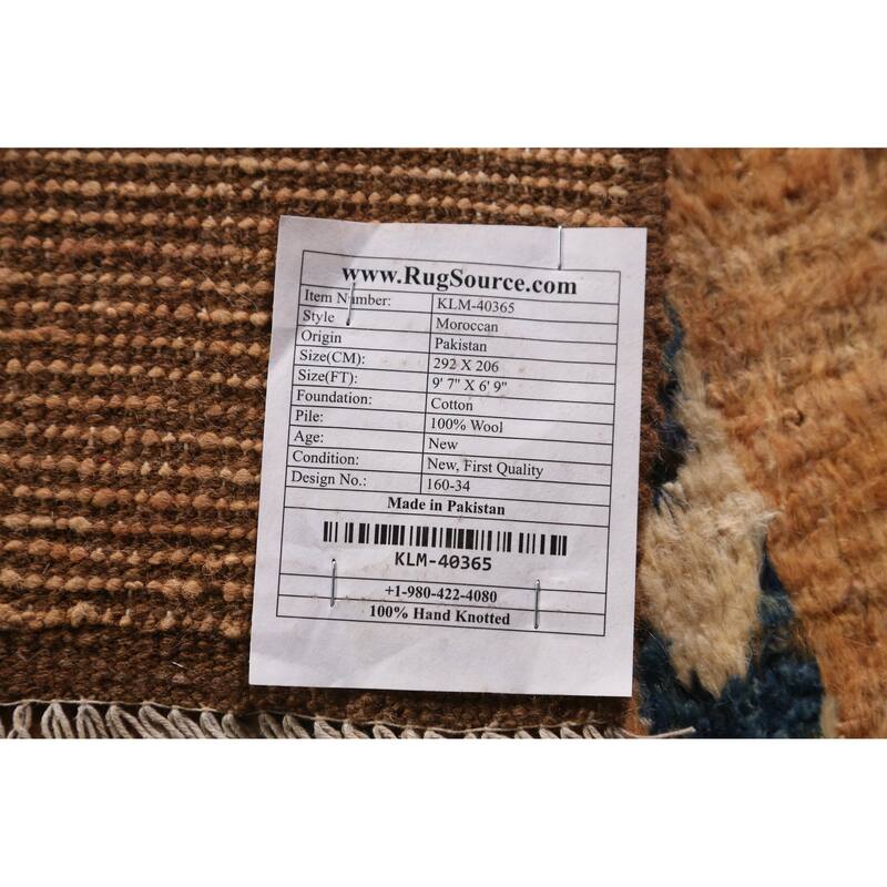 Geometric Tribal Moroccan Rug Hand-Knotted Multi-Color Wool Carpet - 6'9" x 9'7"